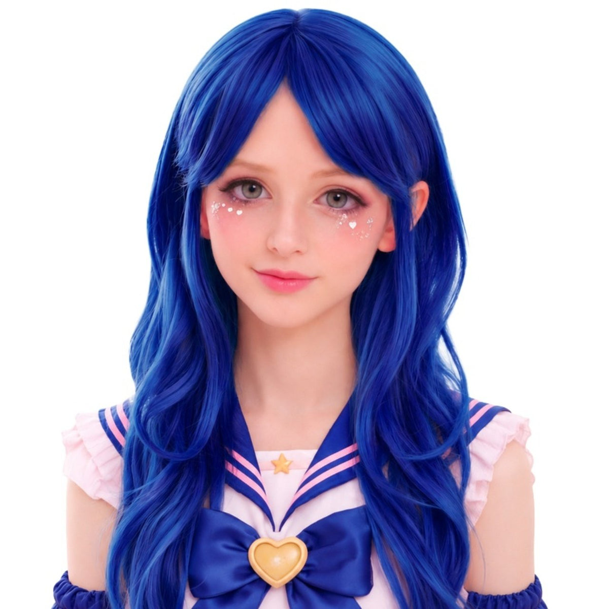 Peluca Azul Larga Cosplay