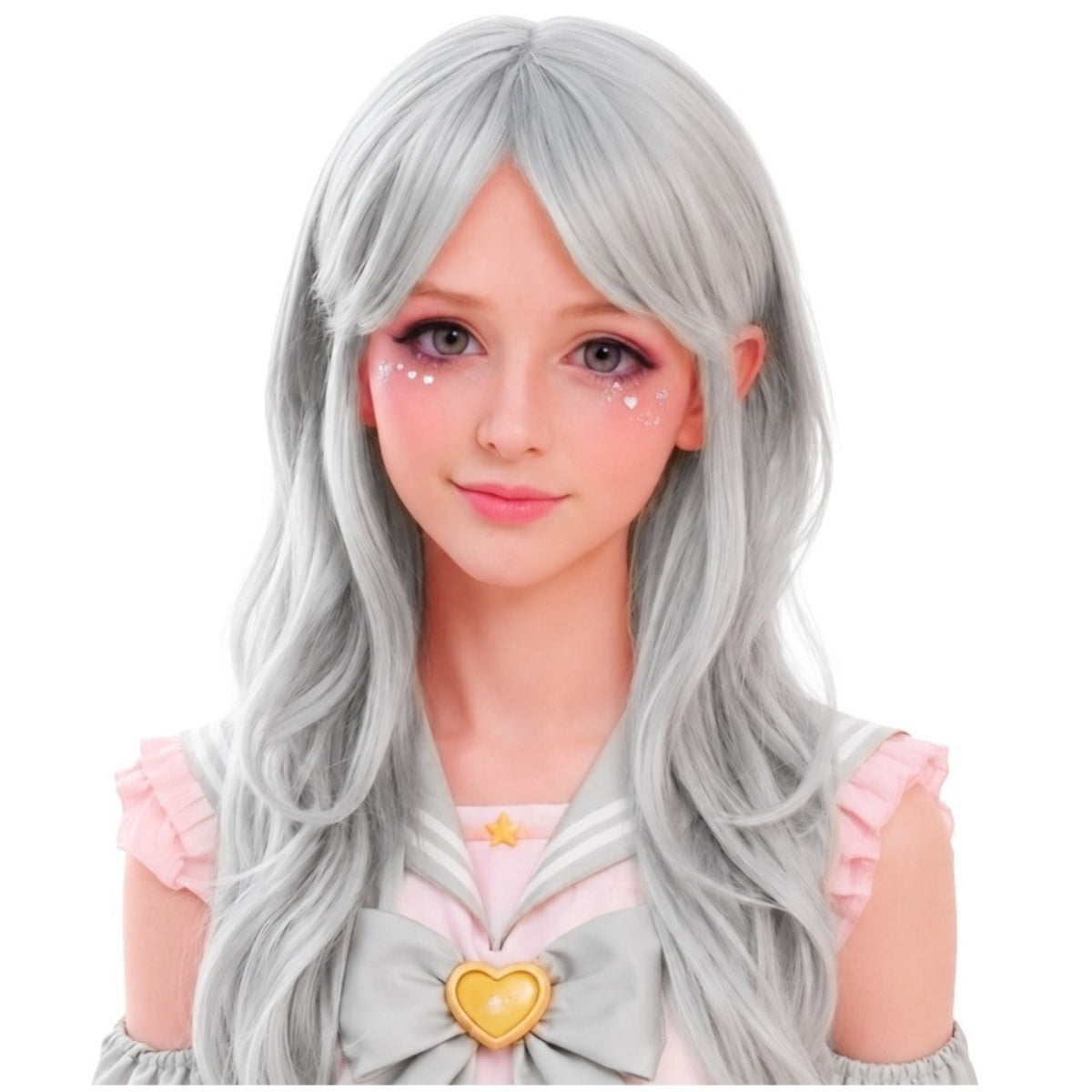 Peluca Gris Larga Cosplay