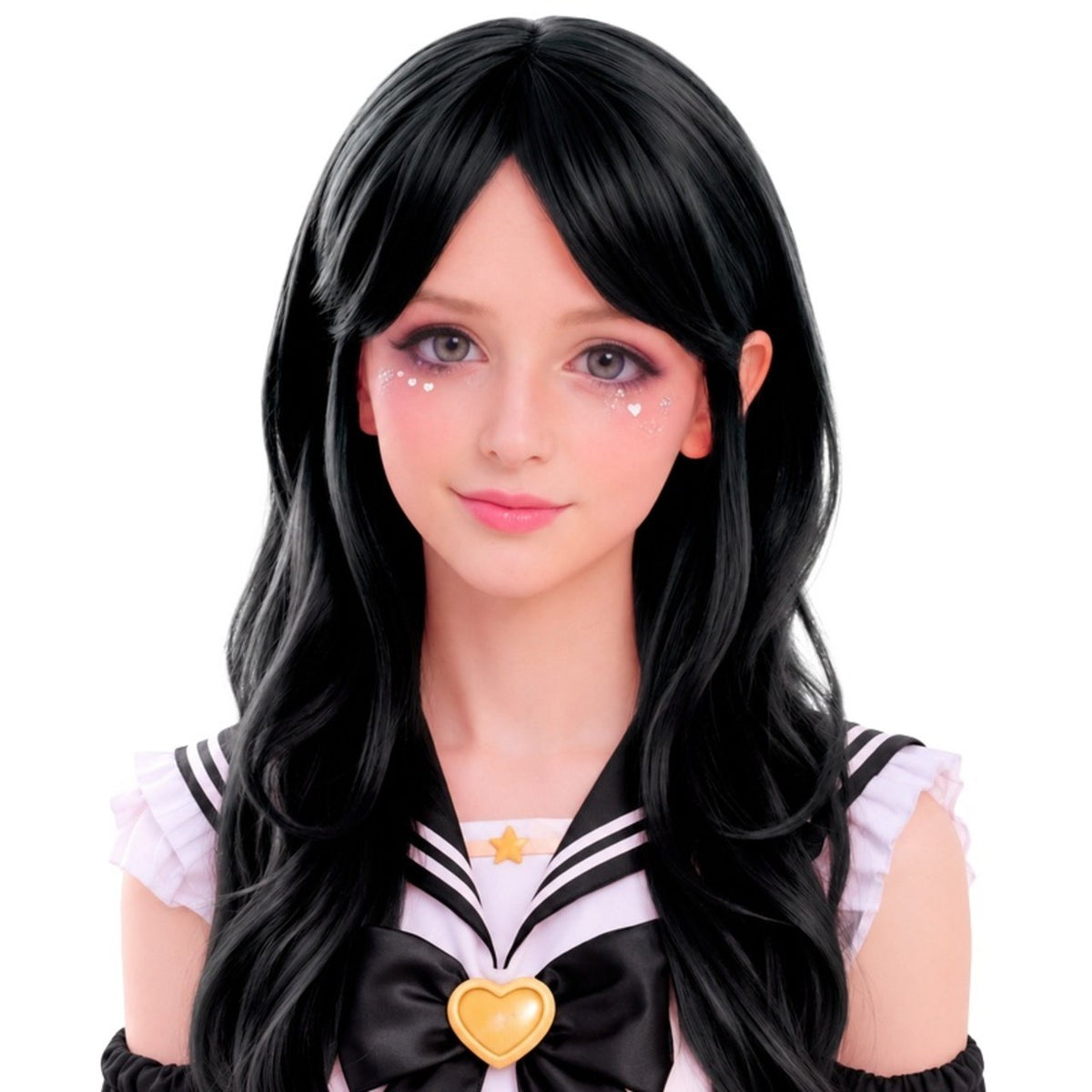 Peluca Negra Larga Cosplay