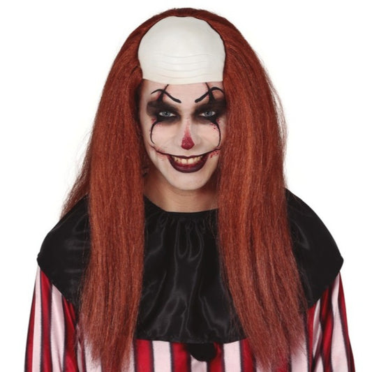 Peluca de Payaso Castaña con Calva