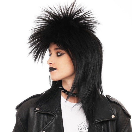 Peluca Punky Negra Larga