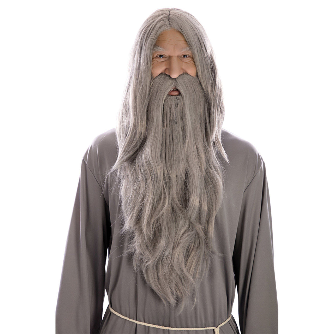Peluca y Barba Gris Brujo