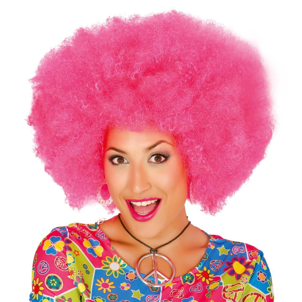 Peluca Afro Fucsia
