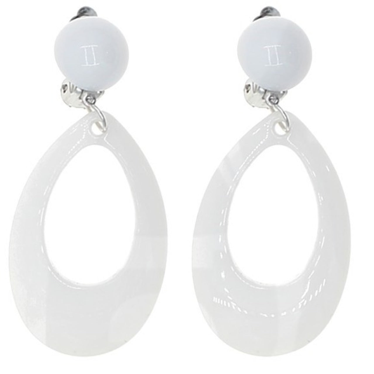 Pendientes de Flamenca Blancos Ovalados