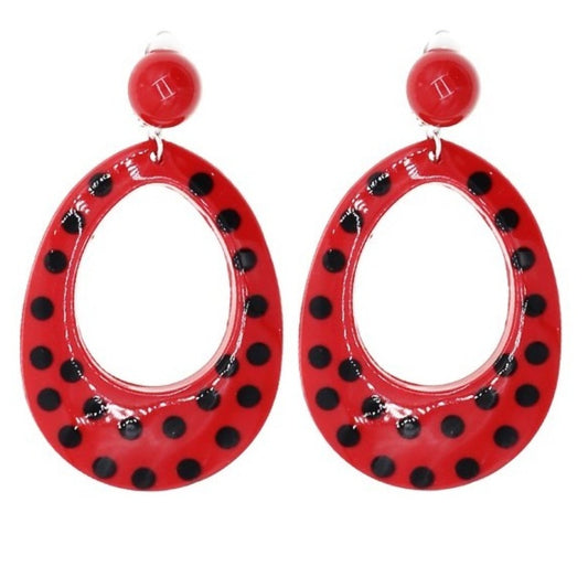 Pendientes de Flamenca Rojos y Negros Ovalados