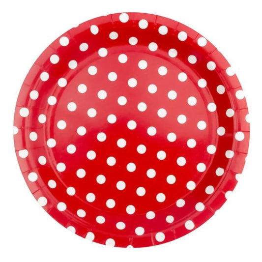 Platos Pequeños de Feria Rojos con Lunares