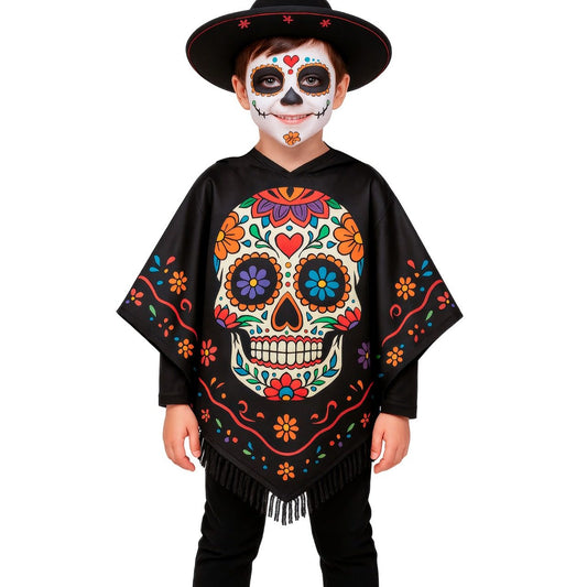 Poncho de Catrina Calavera infantil