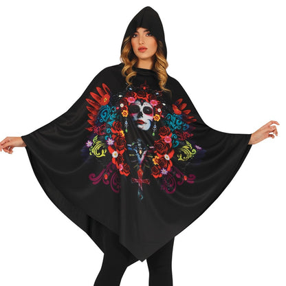 Poncho de Catrina Flores para adulto