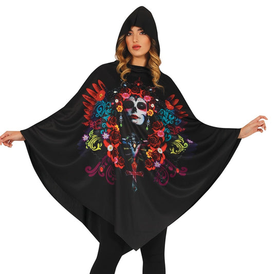 Poncho de Catrina Flores para adulto