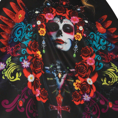 Poncho de Catrina Flores para adulto