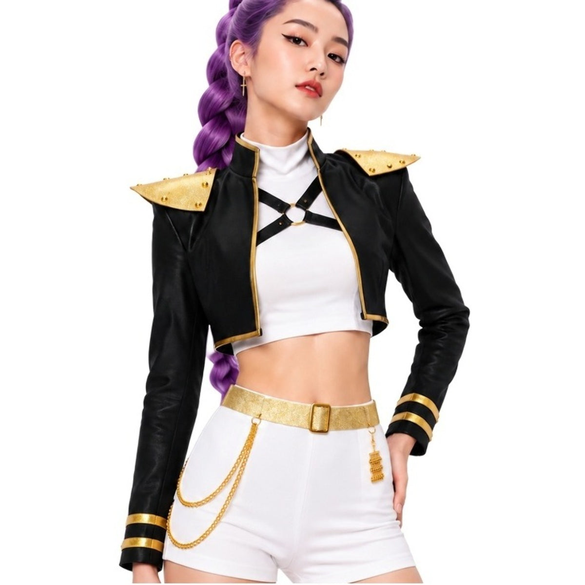Set de K-Pop Dorado Hombreras y Cinturón