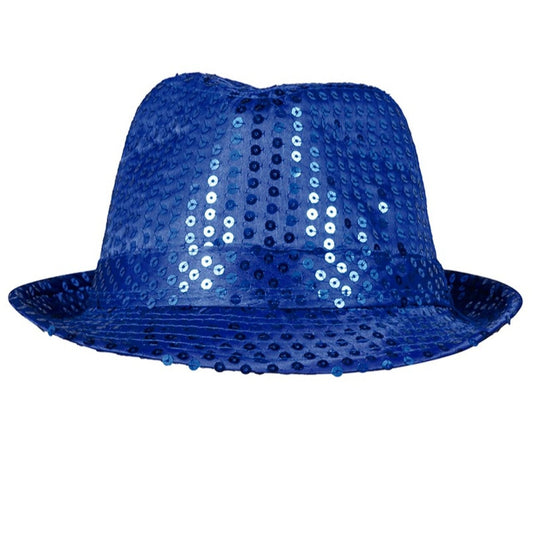 Sombrero de Gangster Azul Lentejuelas Eco