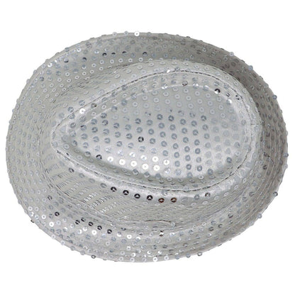 Sombrero de Gangster Plateado Lentejuelas Eco