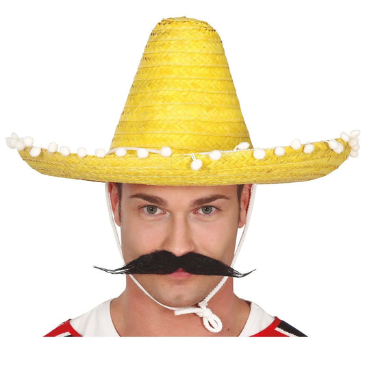 Sombrero Mexicano Amarillo Borlas