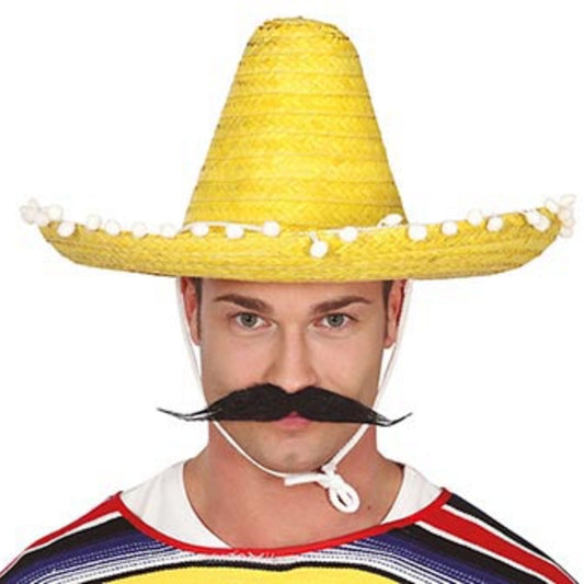 Sombrero Mexicano Amarillo Borlas