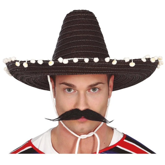 Sombrero Mexicano Negro Borlas