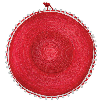 Sombrero Mexicano Rojo Borlas