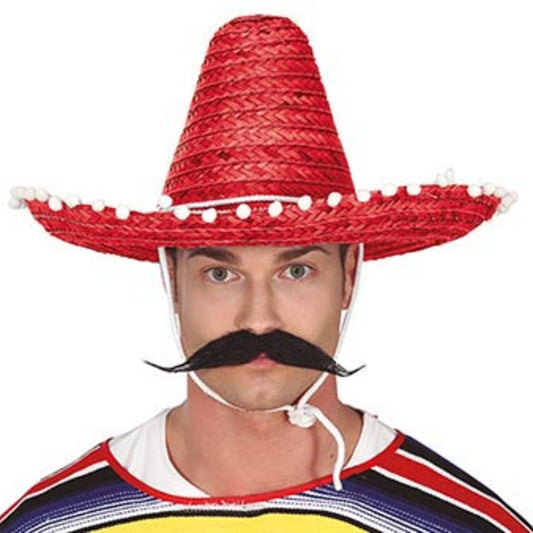 Sombrero Mexicano Rojo Borlas