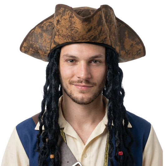 Sombrero de Pirata Marrón con Rastas
