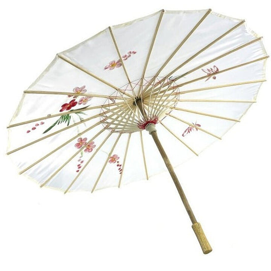 Sombrilla de Geisha Blanca con Flores
