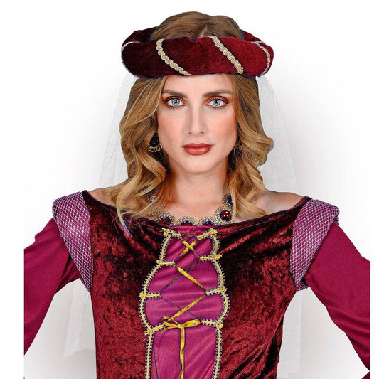Tocado Medieval Granate con Velo