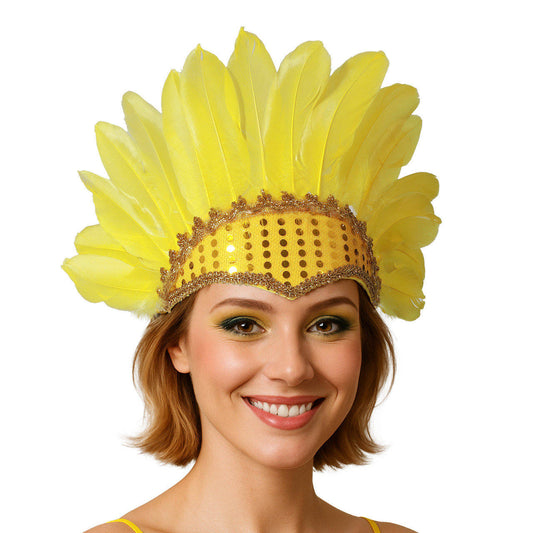 Tocado de Plumas Amarillo Eco