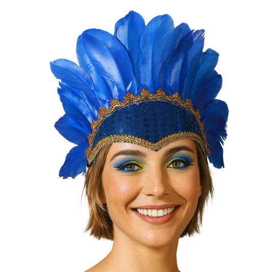 Tocado de Plumas Azul Eco