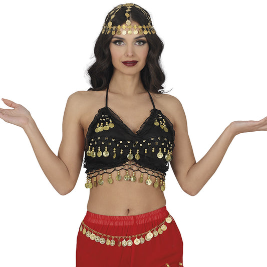Top Danza del Vientre Negro Monedas