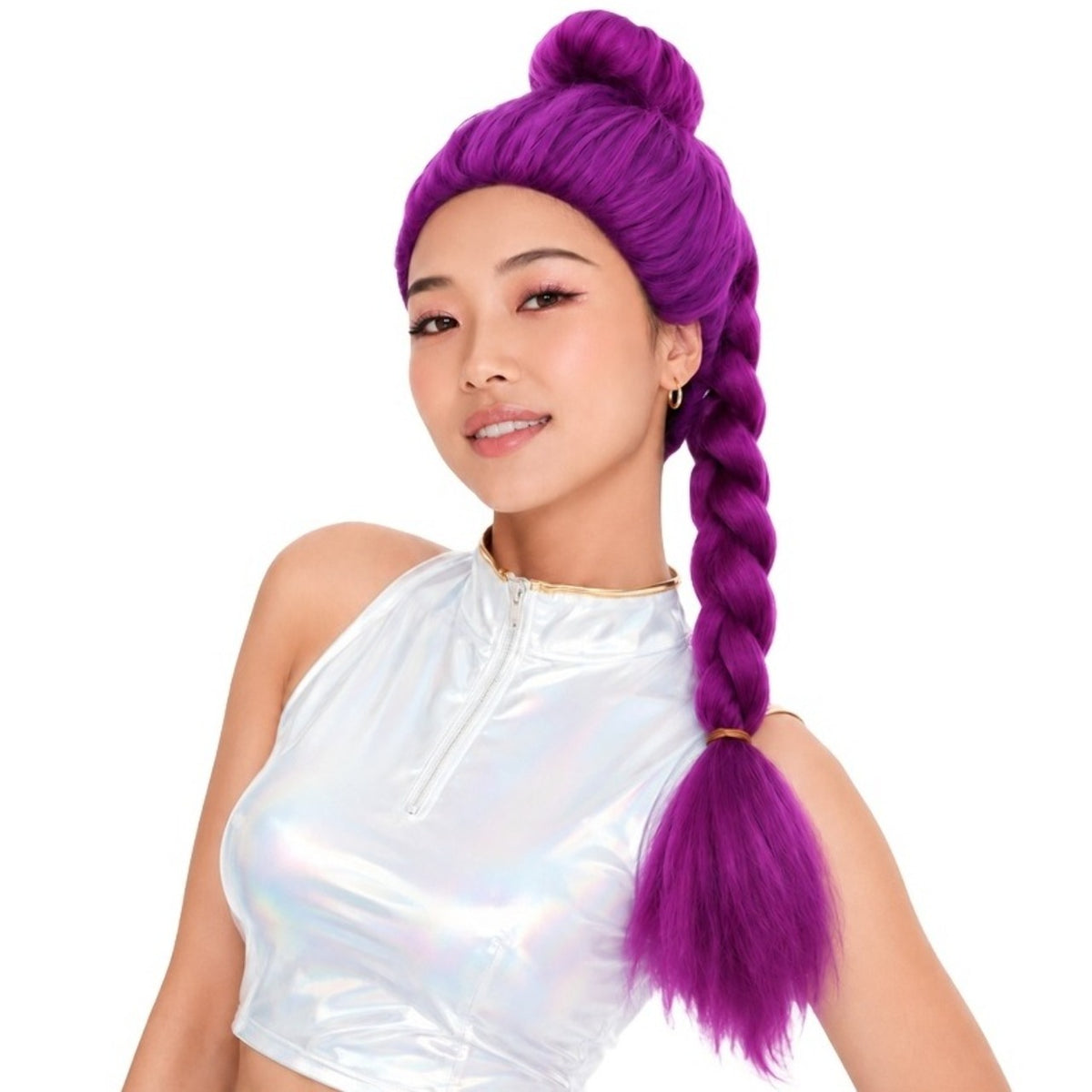 Trenza de Cantante K-Pop Lila con Pinza