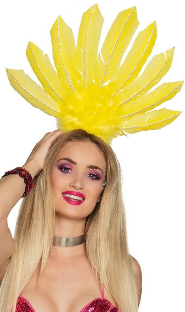 Tocado de Plumas Amarillo