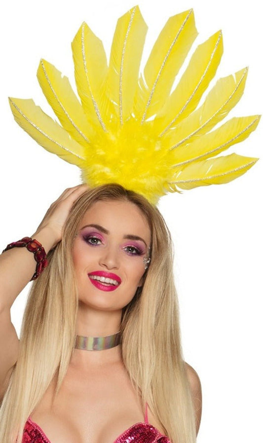 Tocado de Plumas Amarillo