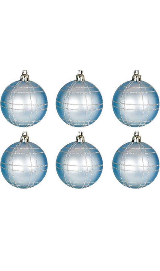 6 Bolas de Navidad Azules Decoradas