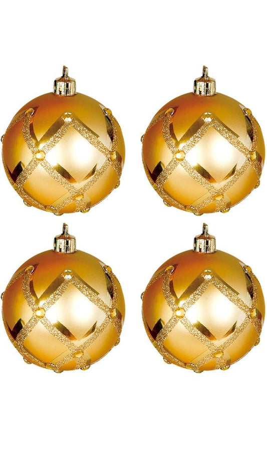 4 Bolas de Navidad Oro Decoradas