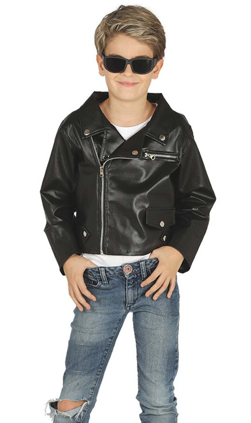Cazadora de Simil Cuero Negra para niño Don Disfraz