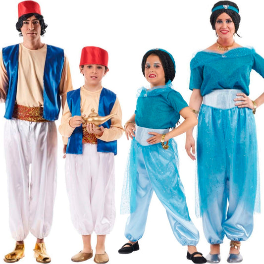 Disfraces en grupo de Aladino y Jasmín
