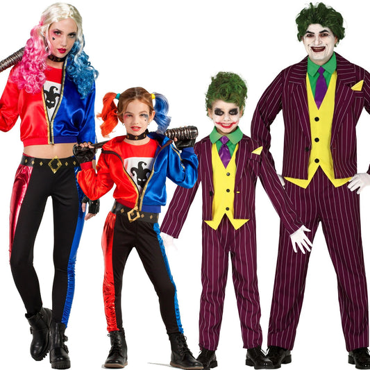 Disfraces en grupo de Harley y Joker Crazy