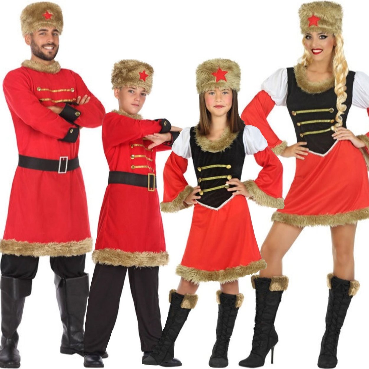 Disfraces en grupo de Rusos Tradicionales
