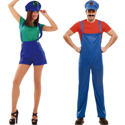 Disfraces en pareja de Luigi y Mario Videojuego