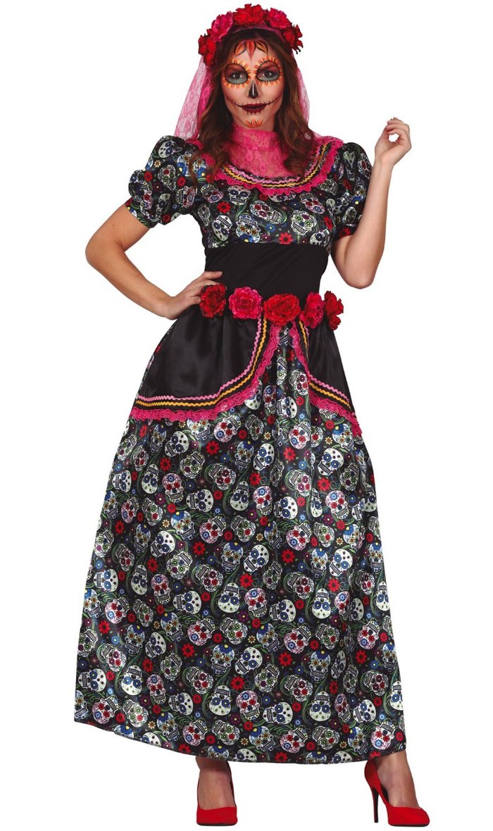 Disfraz de Catrina Largo para mujer I Don Disfraz