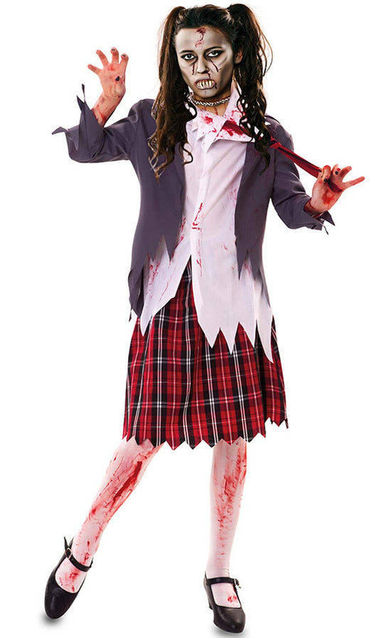 Disfraz de Colegiala Zombie con Corbata para mujer | Don Disfraz