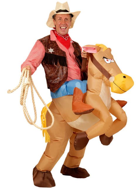 Disfraz de Vaquero con Caballo Hinchable adulto I Don Disfraz