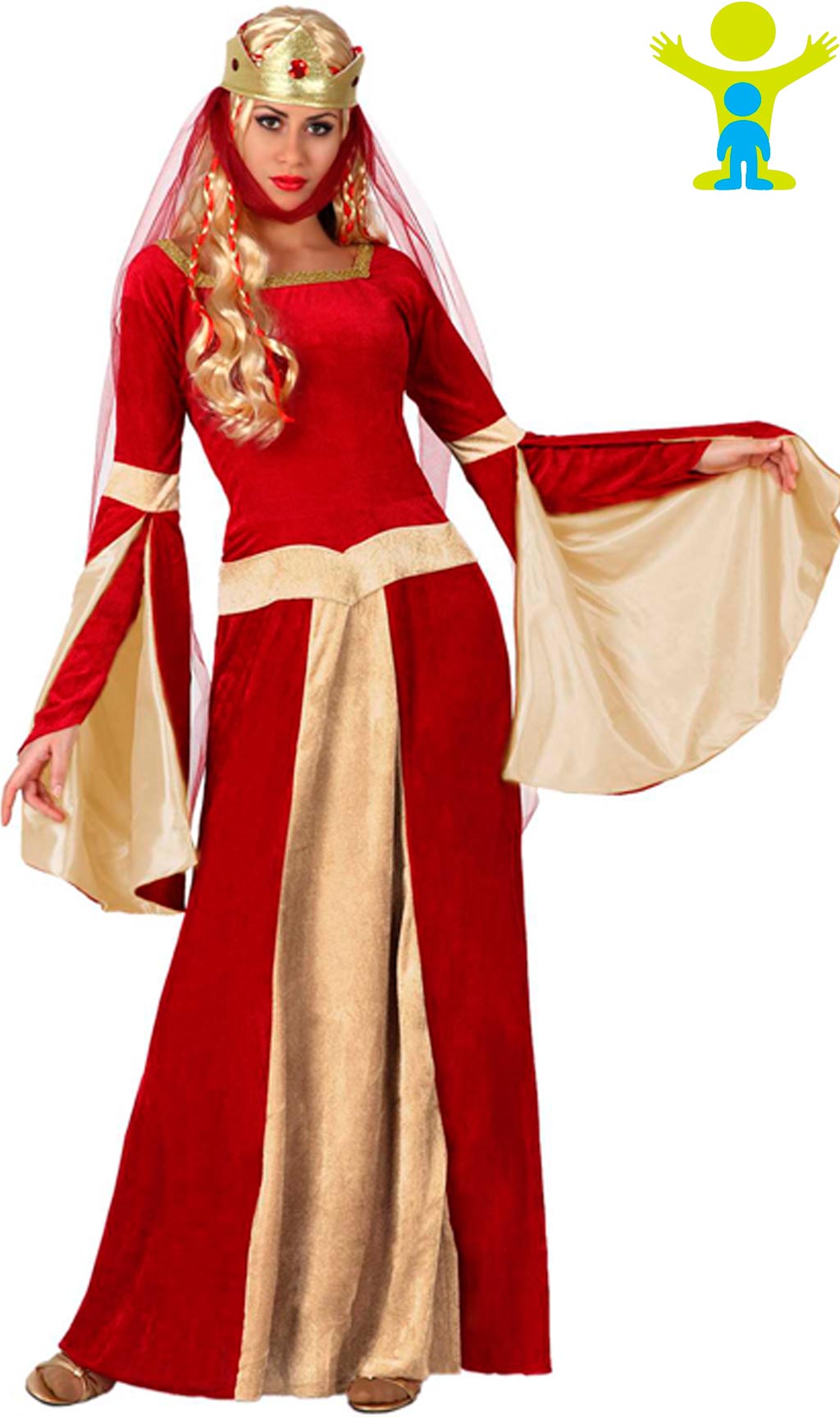 Disfraz de Medieval Mujer. Vestido de dama medieval rojo