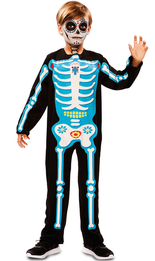 Disfraz de Esqueleto Catrin Azul para niño I Don Disfraz