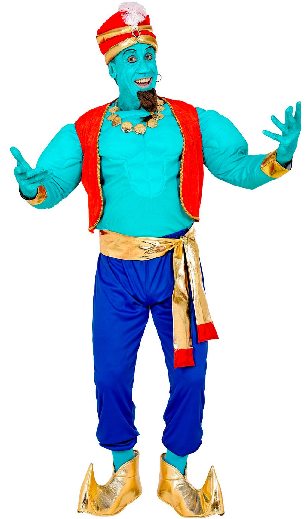 Atosa disfraz genio hombre adulto azul brillante M : : Juguetes y  juegos