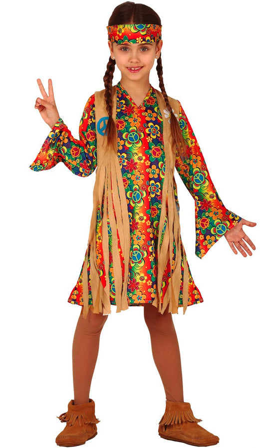 Disfraz de Hippie Flores para niña I Don Disfraz