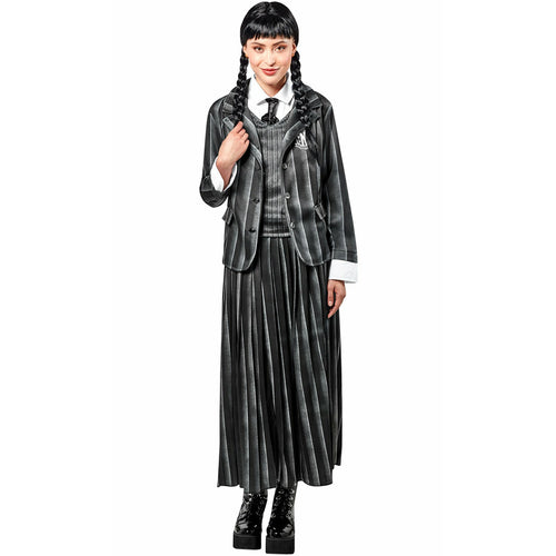 Peluca De Miércoles Addams Para Niñas - Trenzas Y Flequillo Negro - Disfraz Oficial De Netflix Para Halloween Y Cosplay