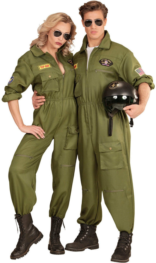 Disfraz de Piloto Combate Verde para mujer I Don Disfraz