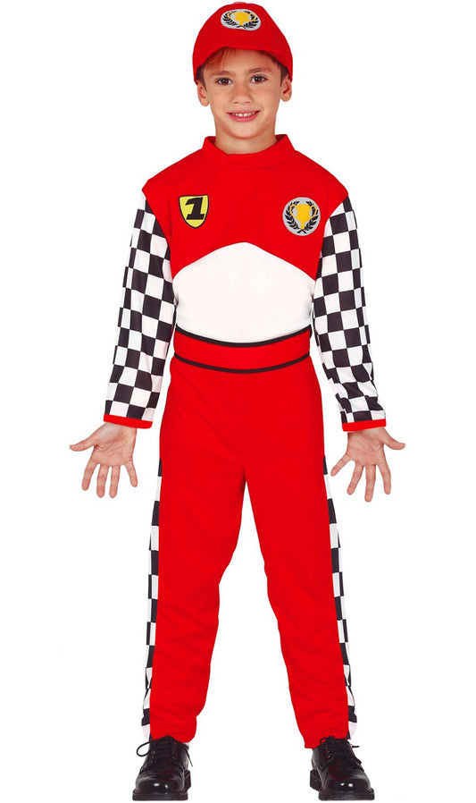 Disfraz de Piloto Fórmula 1 Cuadros infantil I Don Disfraz