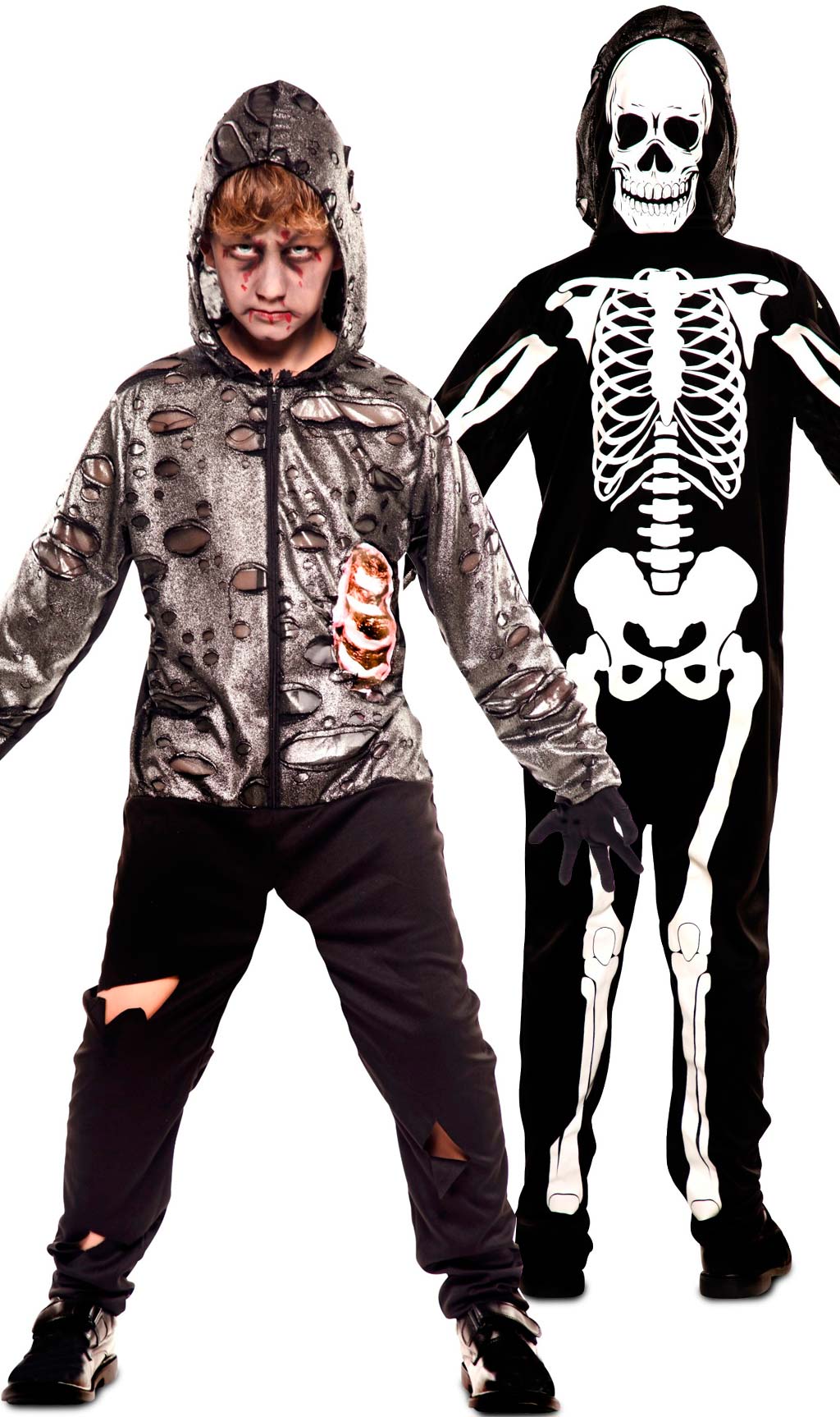 Disfraz Doble de Zombie y Esqueleto para niño I Don Disfraz