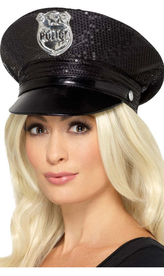 Gorra Policía Lentejuelas